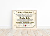 Pittsburgh Steelers Ultimate Football Fan Personalized Diploma 8.5" x 11" Parchment Paper