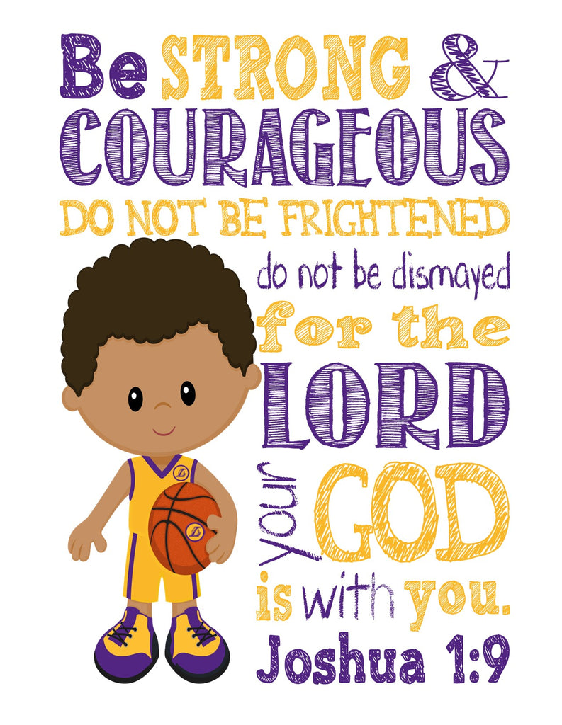 African American LA Lakers Christian Sports Nursery Print - Be