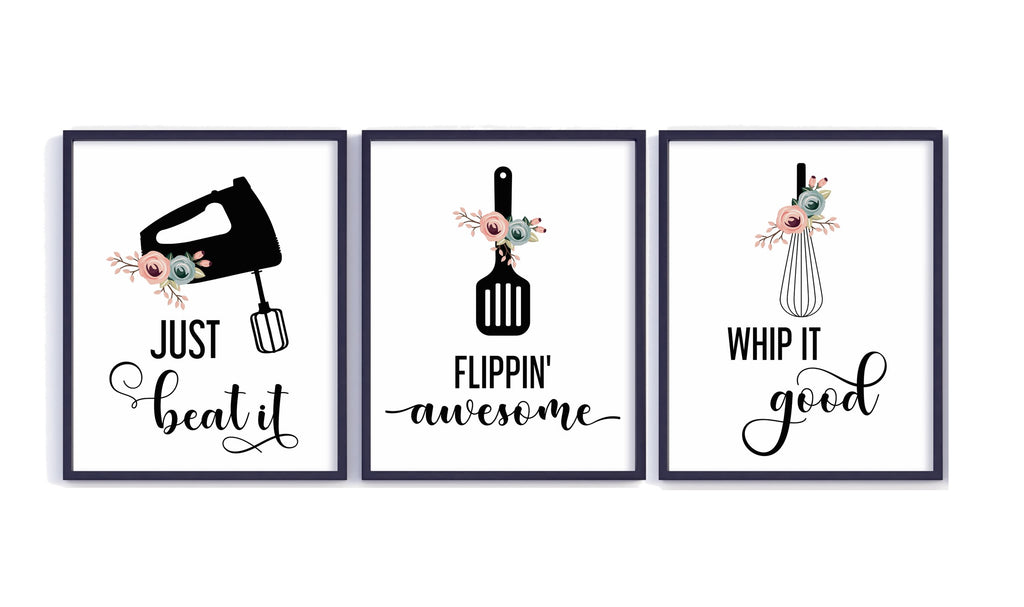 Floral Minimalist Funny Kitchen Art Set of 3 Unframed Prints - Kitchen – Pixie Paper Store floral-minimalist-funny-kitchen-art-set-of-3-unframed-prints-kitchen-pixie-paper-store