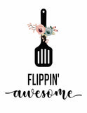 Floral Minimalist Funny Kitchen Art Set of 3 Unframed Prints - Kitchen Utensil Puns -  Just Beat It, Flippin Awesome, Whip It Good