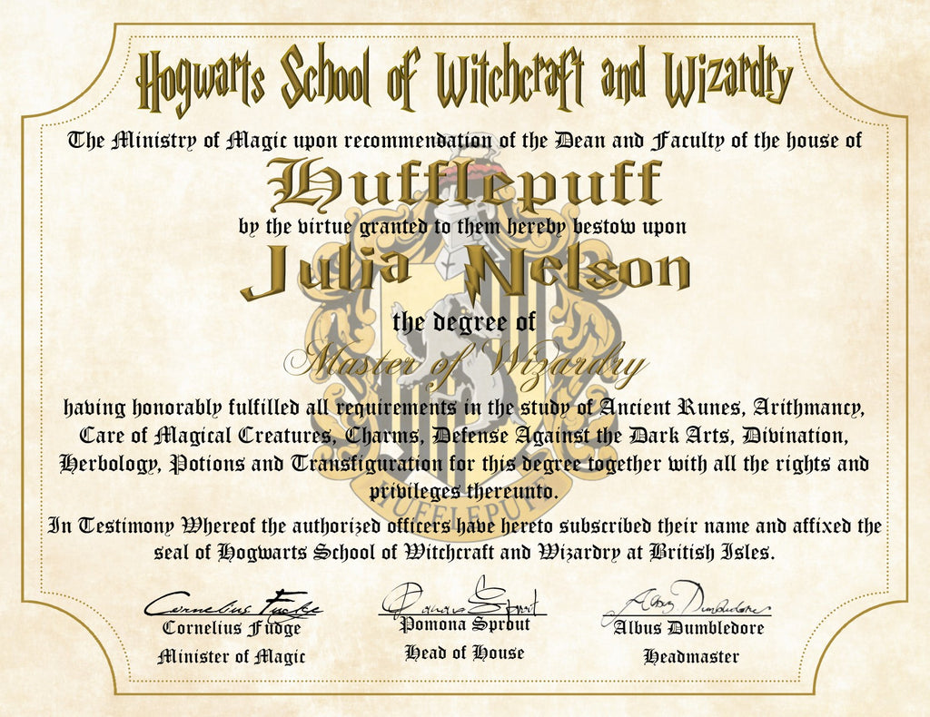 Hogwarts Certificate Template