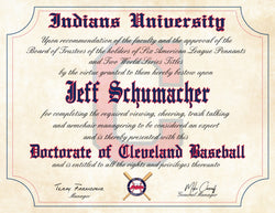 Cleveland Indians Ultimate Baseball Fan Personalized Diploma - 8.5" x 11" Parchment Paper