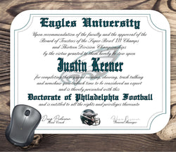 Philadelphia Eagles Ultimate Football Fan Personalized Diploma Mouse Pad