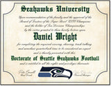Seattle Seahawks Ultimate Football Fan Personalized Diploma - 8.5" x 11" Parchment Paper