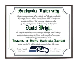 Personalized Seattle Seahawks Ultimate Football Fan Diploma Wood Plaque