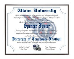Personalized Tennessee Titans Ultimate Football Fan Diploma Wood Plaque