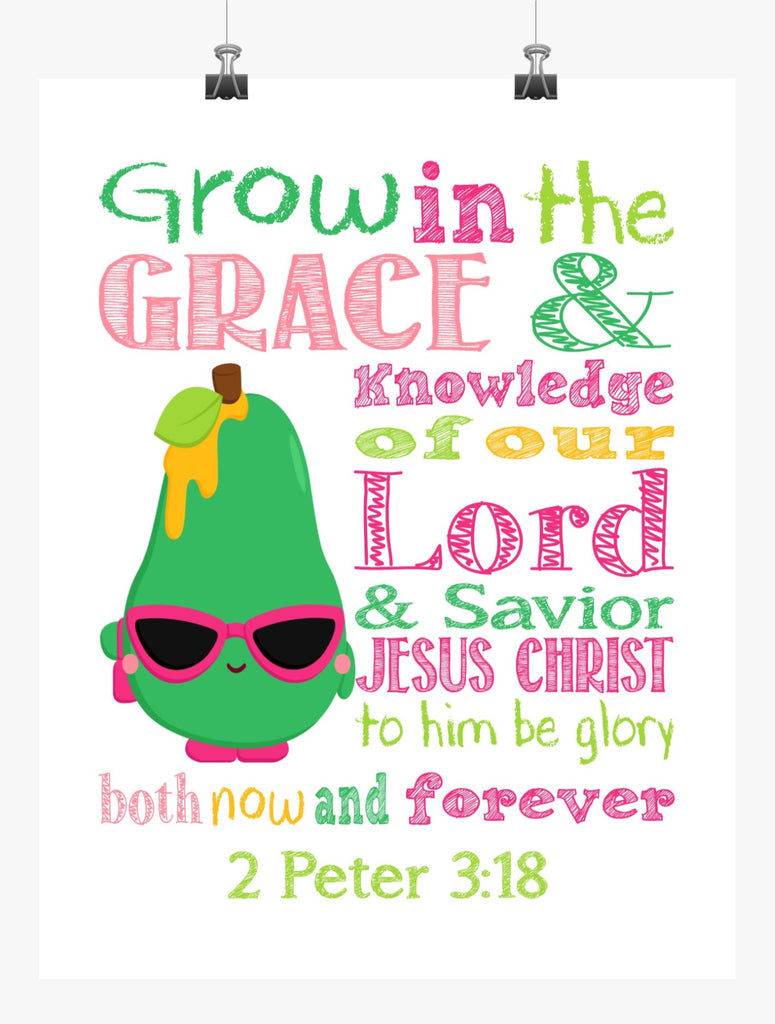 Posh Pear Shopkins Christian Nursery Decor Print Grow in Grace and Kn Pixie Paper Store