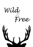 Wild and Free Black and White Monochrome Tribal Nursery Set of 4 Kids Minimalist Bedroom Decor Prints