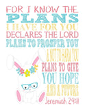 Woodland Christian Bible Verses Quotes Nursery Kids Room Unframed Hanging Wall Art Set of 4 Prints Home Decor - Rabbit, Fox, Owl and Bear
