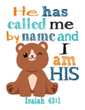 Woodland Christian Bible Verses Quotes Nursery Kids Room Unframed Hanging Wall Art Set of 4 Prints Home Decor - Deer, Bear, Fox and Hedgehog