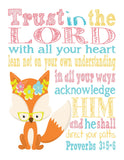 Woodland Christian Bible Verses Quotes Nursery Kids Room Unframed Hanging Wall Art Set of 4 Prints Home Decor - Rabbit, Fox, Owl and Bear