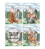 Watercolor Woodland Animals Nursery Set of 4 Unframed Prints, You Are Our Greatest Adventure, Bear Fox and Deer