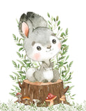 Watercolor Woodland Animals Nursery Set of 4 Unframed Prints Bear Fox Rabbit and Deer with Greenery
