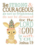 Boho Tibal Woodland Christian Nursery Decor Set of 4 Unframed Prints - Owl, Deer, Rabbit, Squirrel with Bible Verses