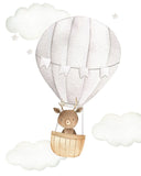 Woodland Animals Watercolor Hot Air Balloon Gender Neutral Nursery Set of 3 Unframed Prints Fox Deer Moose Bunny Mouse