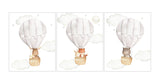 Woodland Animals Watercolor Hot Air Balloon Gender Neutral Nursery Set of 3 Unframed Prints Fox Bear Moose Bunny Mouse