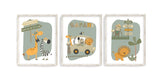 Safari Boho Animals Nursery Decor Set of 3 Unframed Prints Monkey, Zebra, Giraffe and Lion - Gender Neutral Jungle Baby