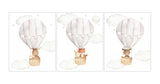 Woodland Animals Watercolor Hot Air Balloon Gender Neutral Nursery Set of 3 Unframed Prints Fox Deer Moose Bunny Mouse