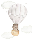 Woodland Animals Watercolor Hot Air Balloon Gender Neutral Nursery Set of 3 Unframed Prints Fox Bear Moose Bunny Mouse
