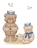 Sailor Bear Watercolor Teddy Bear Nursery Decor Set of 3 Nautical Unframed Prints Sailboat and Lighthouse