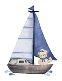 Sailor Bear Watercolor Teddy Bear Nursery Decor Set of 3 Nautical Unframed Prints Sailboat and Lighthouse