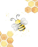 Cute Bee Nursery Decor Set of 3 Unframed Prints Kids Room Wall Art Bumble Bee Girls Room Decor