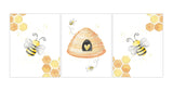 Cute Bee Nursery Decor Set of 3 Unframed Prints Kids Room Wall Art Bumble Bee Girls Room Decor