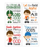 Sports Christian Bible Verses Nursery Little Boys Room Set of 4 Unframed Prints Football, Baseball, Soccer and Basketball