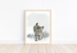Lynx Woodland Forest Animals Wilderness Watercolor Nursery Decor Unframed Print