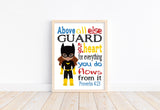 African American Batgirl Superhero Christian Nursery Decor Unframed Print Above all else Guard your Heart Proverbs 4:23