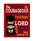 African American Batman Christian Superhero Nursery Decor Unframed Print Be Strong and Courageous Joshua 1:9