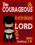 African American Batman Christian Superhero Nursery Decor Unframed Print Be Strong and Courageous Joshua 1:9