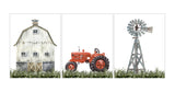 Barnyard Rustic Farm Nursery Decor Set of 3 Unframed Farmhouse Prints Watercolor Barn Red Tractor Windmill
