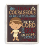 David and Goliath Biblical Superhero Christian Nursery Unframed Print - Be Strong and Courageous for the Lord is with You Joshua 1:9