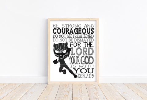 Superhero Christian Nursery Decor Unframed Print Be Strong and Courageous Joshua 1:9