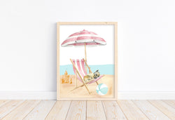 Cairn Terrier Sleeping Puppy Dog at Beach Watercolor Dog Illustration Unframed Print Nursery Decor, Kid's Bedroom, Laundry Room or Dog Lover