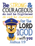 Paw Patrol Christian Nursery Decor Set of 4 Unframed Prints, Chase, Marshall, Rocky and Zuma with Bible Verses