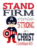 Captain America Superhero Christian Nursery Decor Unframed Print Stand Firm Remain Strong 1 Corinthians 16:13