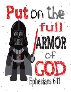 Darth Vader Christian Space Wars Nursery Decor Art Print, Put on the whole Armor of God - Ephesians 6:11
