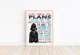 Darth Vader Christian Space Wars Nursery Decor Unframed Print For I Know The Plans I Have For You Jeremiah 29:11