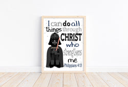 Darth Vader Christian Space Wars Nursery Decor Unframed Print I Can Do All Things Through Christ Who Strengthens Me Philippians 4:13