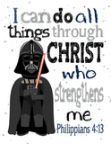 Darth Vader Christian Space Wars Nursery Decor Unframed Print I Can Do All Things Through Christ Who Strengthens Me Philippians 4:13