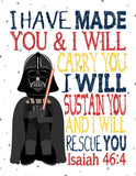 Space Wars Christian Nursery Decor Set of 4 Unframed Prints BB8 Chewbacca Darth Vader and Kylo Ren