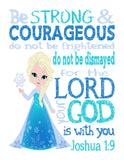 Frozen Christian Nursery Decor Set of 4 Unframed Prints Princess Elsa Anna Sven and Olaf with Bible Verses