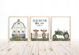 Christian Barnyard Rustic Farm Highland Cow Tractor Nursery Decor Set of 3 Unframed Farmhouse Prints God Has Great Plans for Me Bible Verse