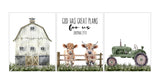 Christian Barnyard Rustic Farm Highland Cow Tractor Nursery Decor Set of 3 Unframed Farmhouse Prints God Has Great Plans for Me Bible Verse