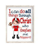 Personalized Georgia Bulldogs Christian Sports Nursery Decor Unframed Print I Can do All Things through Christ who Strengthens Me Philippians 4:13