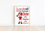 Personalized Georgia Bulldogs Christian Sports Nursery Decor Unframed Print I Can do All Things through Christ who Strengthens Me Philippians 4:13