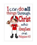 Personalized Georgia Bulldogs Christian Sports Nursery Decor Unframed Print I Can do All Things through Christ who Strengthens Me Philippians 4:13