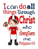 Personalized Georgia Bulldogs Christian Sports Nursery Decor Unframed Print I Can do All Things through Christ who Strengthens Me Philippians 4:13